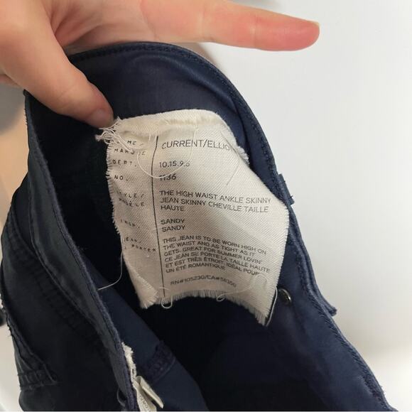 Current Elliot High Rise Skinny Ankle Pants Navy Blue Coated Size 25 - Picture 6 of 7